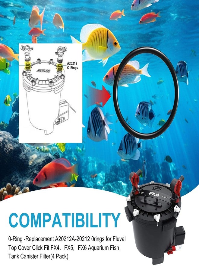 ASPNH A20212 A-20212 O-Ring, Compatible with Fluval FX4 FX5 FX6 Aquarium Filters, Top Cover Snap-On Rubber Seal Replacement Ring, Leak-Proof, Black, Pack of 4 - Image 4